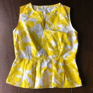 Gap Linen Blend Peplum Top in Summer Print Size 2